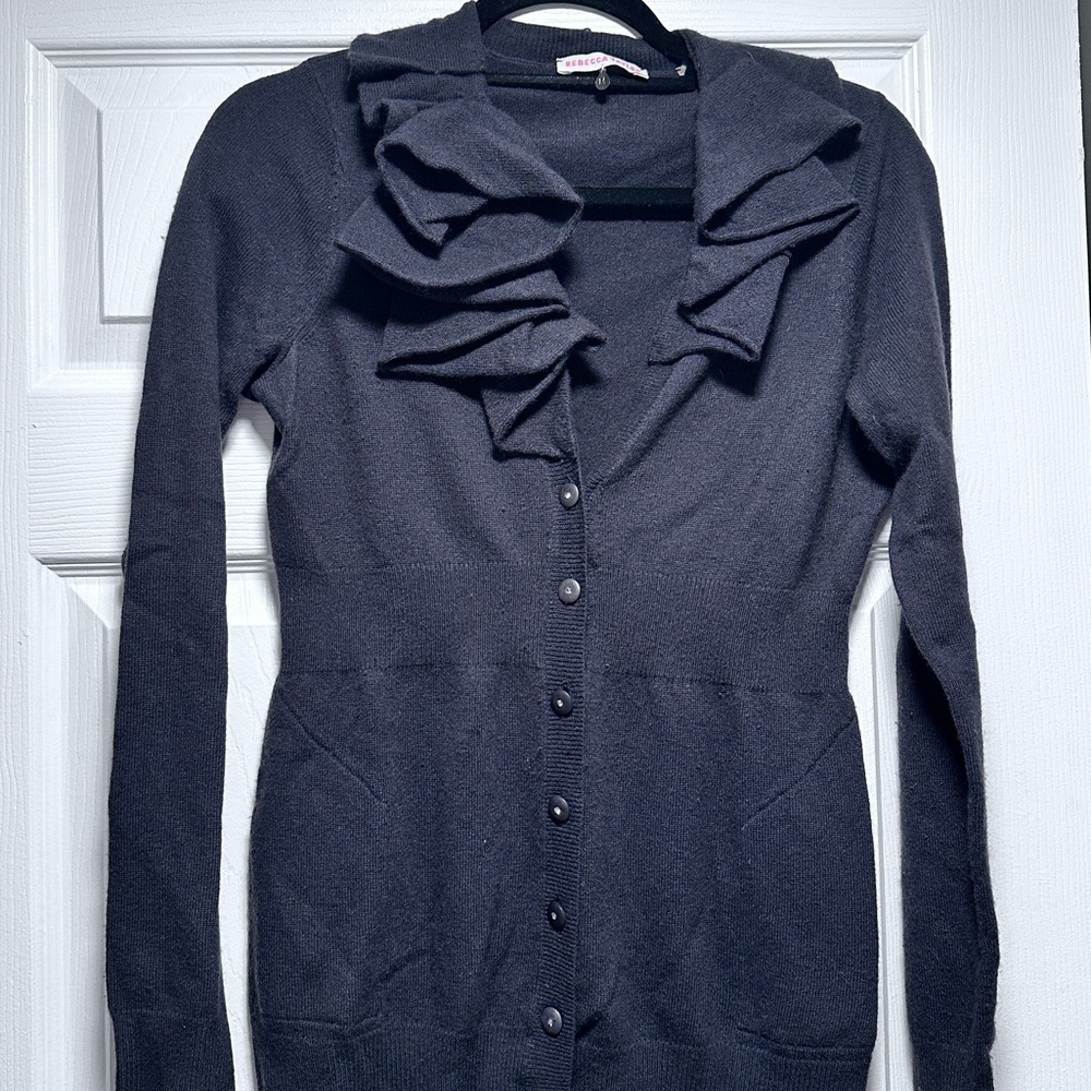 Rebecca Taylor Wool Cashmere Blue Cardigan - Picture 3 of 5